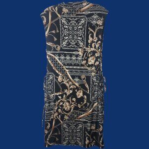 Studio 1011 Womens Sleeveless Black & Gold Baroque Print Dress 3X